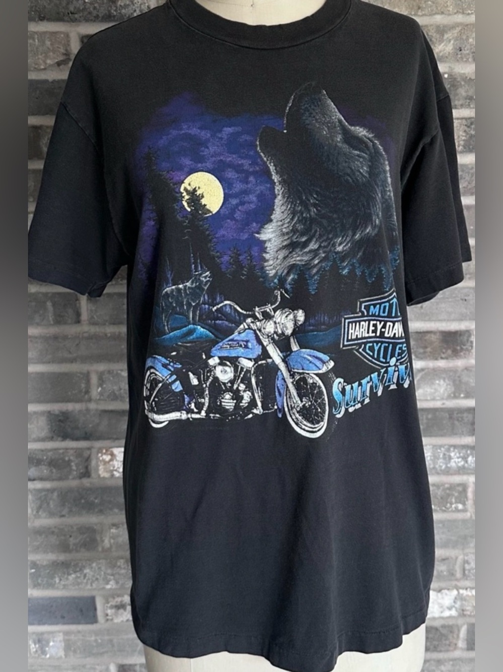 Vintage Harley Davidson Chicago Wolf T Shirt Single Stitch USA Made 90s M